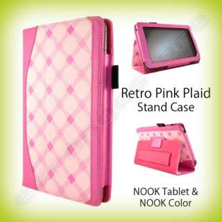   Plaid Stand Case Cover Hand Strap for Nook Color / Nook Tablet  