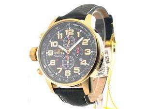      Mens Invicta Leather 3 Eye ChronoGraph Lefty Date Watch 3330