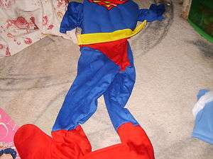 NIP Halloween Costume Boys Superman Jumpsuit attached boot covers XL 