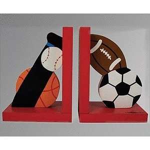  Handpainted kids personalized wooden bookends   sports 