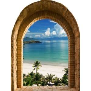   Arched Window Coastal Landscape Quickwrapz Wallpaper
