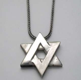 Mens Jewish Jewelry David Star Sterling Silver Necklace  