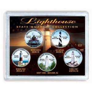   Colorized Lighthouse State Quarters 5 Coin Collection 