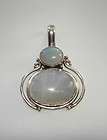 Pendant Double Oval Rainbow Moonstone Blue .925 Sterling Silver 