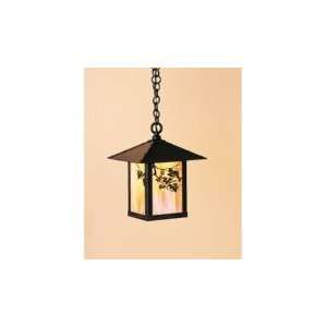   Light Outdoor Hanging Lantern in Raw Copper with Rain Mist glass