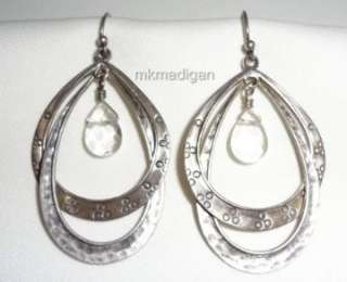 Silpada 925 Sterling Silver Double Hoop Glass Drop Earrings W1681 Gift 