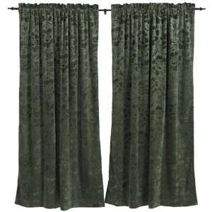   Velvet 54 by 84 Inch Pole Top Curtain, 1 Panel, Moss