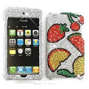 iPod Touch 4 (iTouch) Full Diamond Crystal, Fruits on White Hard Case 