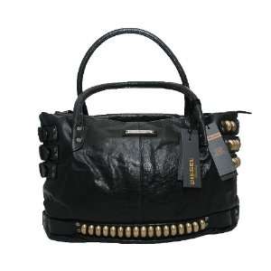   DIESEL Black Gold Metal Riot Gothatm Womens Leather Handbag Beauty
