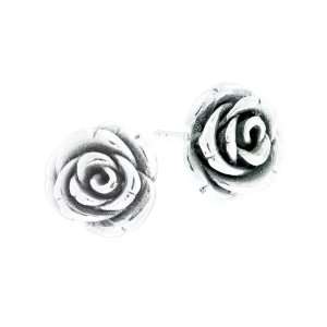  Sterling Silver Electroform Rose Bud Post Stud Earrings Jewelry