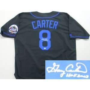 Gary Carter Autographed Jersey   Black Russell Athletic HOF2003