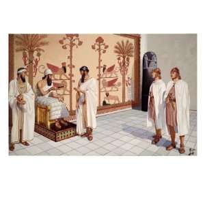 King Hammurabi Seated on Throne Instructs Vizier, Astrologer Listens 