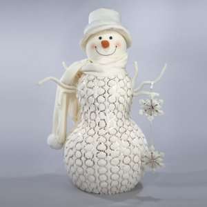  26 Elegant White & Silver Lacey Snowman Figure