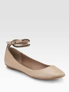 Belle by Sigerson Morrison   Crystal Adorned Ankle Strap Ballet Flats 