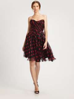 Dolce & Gabbana   Polka Dot Chiffon Strapless Dress    