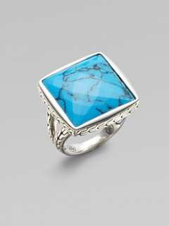 John Hardy   Turquoise & Sterling Silver Double Band Ring