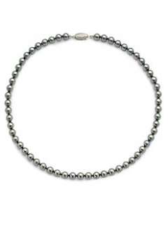 Majorica   7MM Grey Round Pearl Sterling Silver Strand Necklace