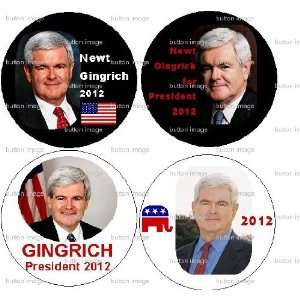  Set of 4 NEWT GINGRICH for President 2012 Pinback Buttons 