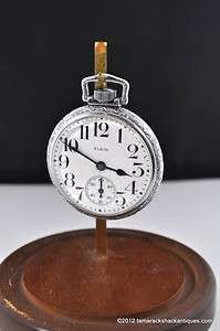 1925 Elgin Pocket Watch 16s Blind Mans Dial Big Arabic Numerals For 