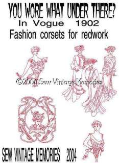 CD Vintage Corset Designs Hand Embroidery Redwork  