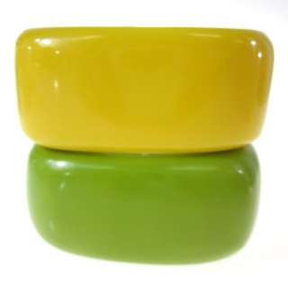 NEW LOT 2 DESIGNER Green Yellow Enamel Bangle Bracelets  