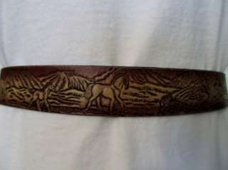 Equestrian Double S Collection Tooled Leather Belt  