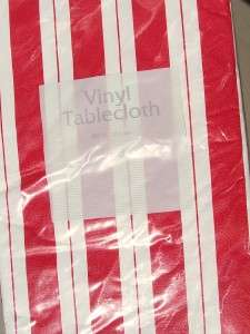 Red/White Striped~Vinyl Tablecloth 52x70 Oblong New  
