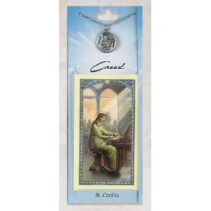  Prayer Card with Pewter Medal St. Cecilia Jewelry