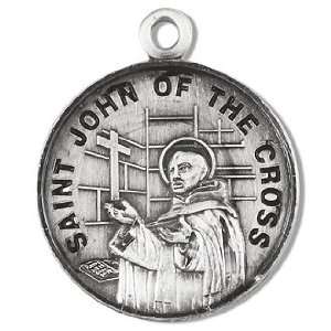 Sterling Silver Patron Saint Medal Round St. John of the Cross with 20 