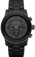  Michael Kors Mens Black Blacked Out Steel Bracelet Chronograph Watch 