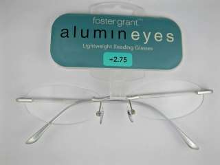   75 Foster Grant Alumin Eyes Lightweight Rimless Reading Glasses  