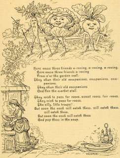 1891 Print Hochstein Garden Vegetable Cartoons Poem Poetry Hochstein 