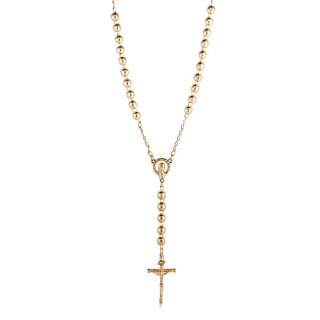 14K GOLD FILLED ROSARY NECKLACE W/ CROSS PENDANT 24  