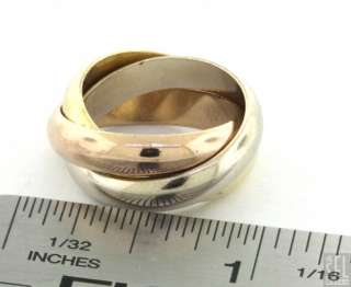   HEAVY 18K TRICOLOR GOLD TRINITY ROLLING BAND RING SIZE 5.5  