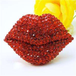 Sweet Sexy Red Lip Kiss Ring Sz Free Swarovski Crystal  