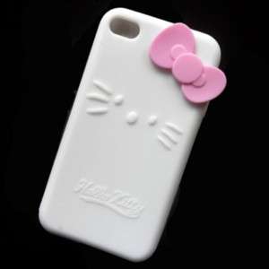 White Hello Kitty Silicone Cover Case For iphone 4 4G  