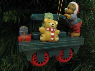   Train Teddy Bear Christmas Ornament NIB Holiday Free Shipping  