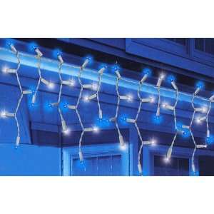 Set Of 70 Dazzling Blue & White LED Icicle Christmas Lights White Wire 