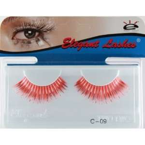 Lashes C009 Premium Color False Eyelashes (Coral Red Orange Eyelashes 