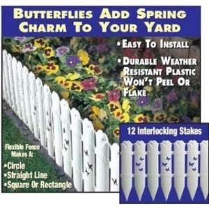   White Picket Garden Fence with Butterfly Design Patio, Lawn & Garden