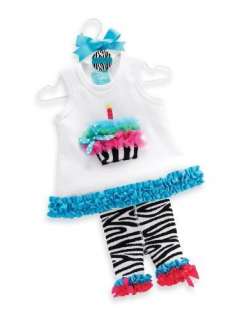 NEW NWT Baby Girls 12 18 months MUD PIE Birthday Zebra Tunic Capri 