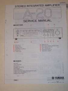 Yamaha Service Manual~A 20 Integrated Amplifier Amp  