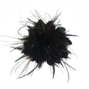Fashion Elegant Feather Flower Fascinator Hair Clip/Brooch Pin   BLACK