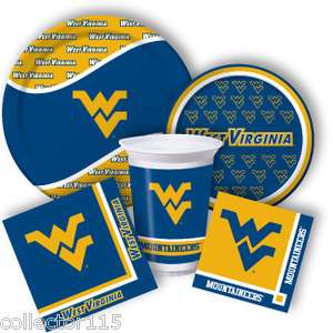 WVU Mountaineers Football Party Supplies Plates, Napkins,Cups 