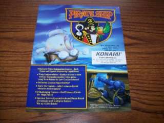 1995 KONAMI PIRATE SHIP VIDEO ARCADE GAME FLYER  