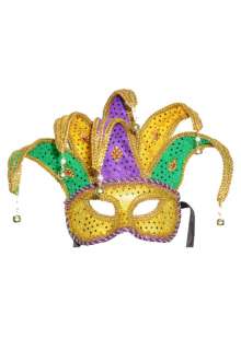 Mardi Gras Jester Halloween Mask (Purple/Green/Gold)  