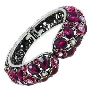   Crystals and Stones Hinge Bangle Bracelet Elegant Trendy Fashion
