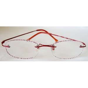   B130) Rimless Red Metal Frame, Reading Glasses, +1.25: Everything Else
