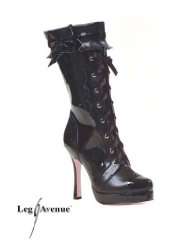 Womens 4 Inch Calf High Boot With Large Scallop Detail And Ribbon 