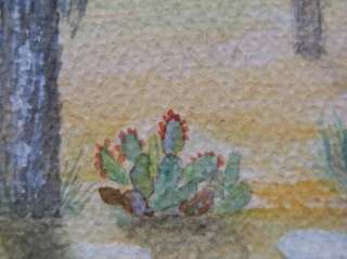 1947 Original Desert Landscape Watercolor Painting Signed Yucca Plant 